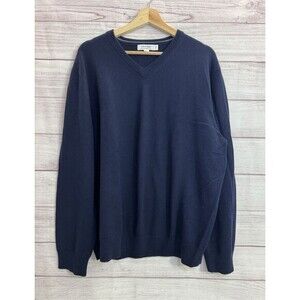 Calvin Klein 100% EXTRA FINE ITALIAN MERINO Wool Sweater Mens NAVY BLUE SIZE XL
